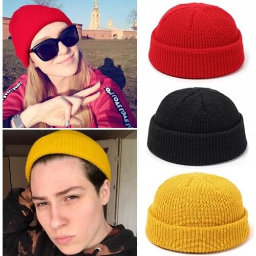 Casual Unisex Knitted Beanie Autumn Winter Couples Woolen Hat Beanies Melon Cap Casual Solid Hat Men Warm Female Hat