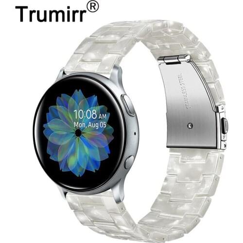 Trumirr Resin Watchband for Samsung Galaxy Watch Active / Active 2 40mm 44mm Steel Buckle Band Quick Release Strap Active2 Belt