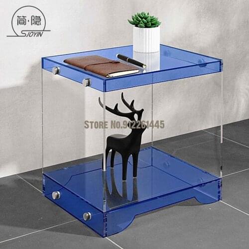 Light Luxury Acrylic Sofa Corner Coffee Table Designer Ins Net Red Nordic Simple Transparent Glass Small Table K