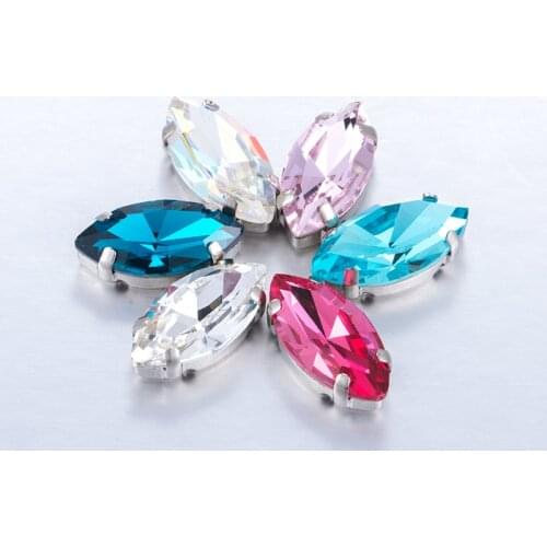 Pink color top Glass Strass Diamiond Flatback Sew-on Rhinestones for Diy Craft Christmas Clothing Garment Decoration Jewelry