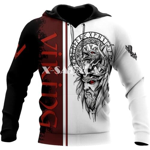 Red Odin Viking Tattoo 3D Full Print Size Hoodie Man Women Harajuku Outwear Zipper Pullover Sweatshirt Unisex-5