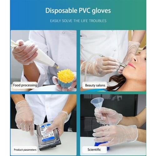 Universal Transparent Disposable PVC Gloves Dishwashing Kitchen Clean Latex Rubber Garden work Mittens Gloves for Home Cleaning