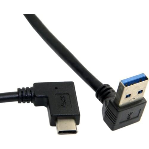 CY Reversible 30cm USB 3.1 Type C USB-C Angled to Down Angled 90 Degree A Male Data Cable for Laptop & Tablet & Mobile Phone