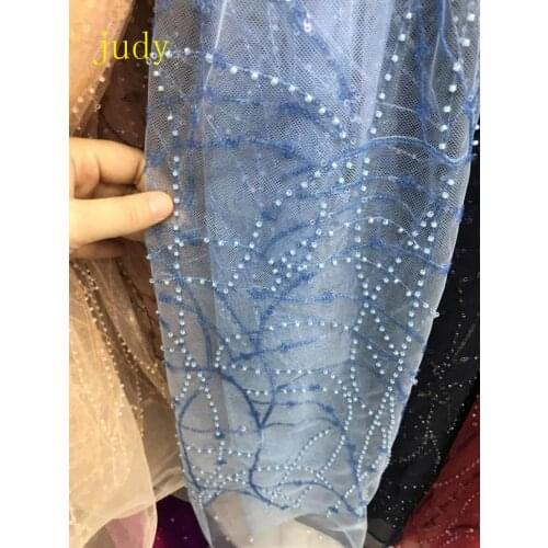 Stock 5yards/bag YF167# 5-colour embroidered mesh with irregularly striped sequin beads for wedding dresses