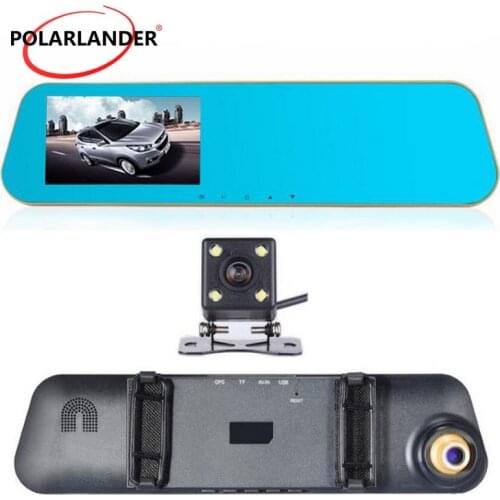 Dash Cam Camcorder 4.3 Inch Screen Car Rearview Mirror HD With Rear Camera Parking Car DVR Dual Lens Video