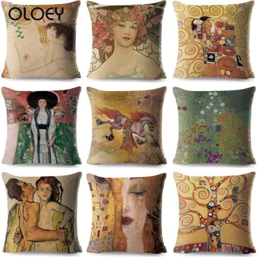 Home Cushion Cover Oil Painting Cushion Cover Linen Custom Map Cushion Cover Hotel Car Seat Decorative Cushion Cover 45x45cm