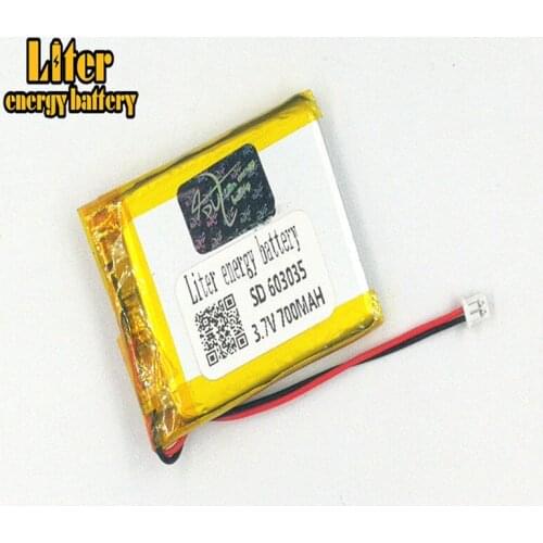 1.25MM 2pin connector 3.7V 603035 700mah Rechargeable lipo battery MP3 MP4 MP5 small toys