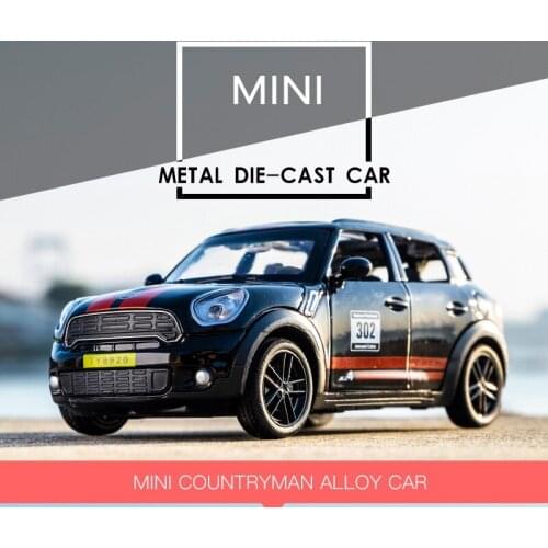 1:29 Toy Car Mini Countryman Coopers Diecast Alloy Metal Pull Back Car Model With Light Sound Vehicles Miniature Scale Toy