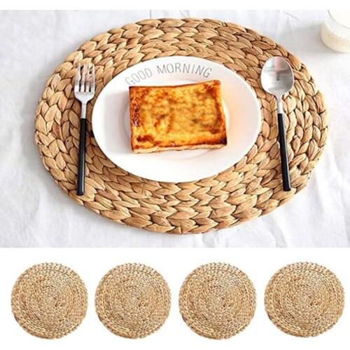 1PCS 18/25/30cm Natural Water Gourd Woven Placemat Woven Wicker Non-Slip Insulation Cup Mat Kitchen Tableware Mats Cup Pads