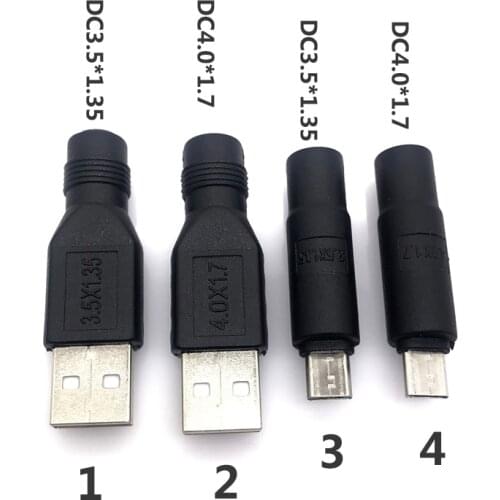 1pcs DC 3.5x1.35mm 4.0*1.7mm female to USB male Micro usb Round Hole Small Speaker Charging Cable 5V Power Cord Charging Cable