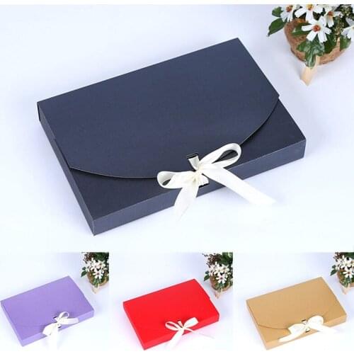 1PCS Square Cardboard Gift Packaging Box Valentines Day Gift Ribbon Packaging Box Silk Scarf Pajama Shirt Solid Color Gift Box