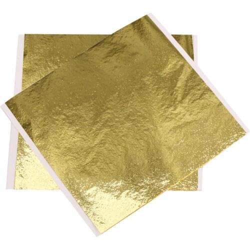 100pcs 14x14cm Art Craft Design Paper Imitation Gold Silver Leaf Leaves Sheets Foil Paper Gilding DIY Crafts Party Decorations