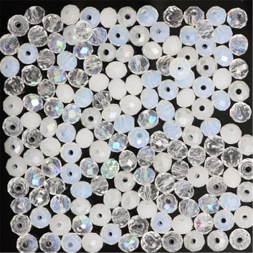 Isywaka White Multicolor 3*4mm 145pcs Rondelle Austria faceted Crystal Glass Beads Loose Spacer Round Beads for Jewelry Making