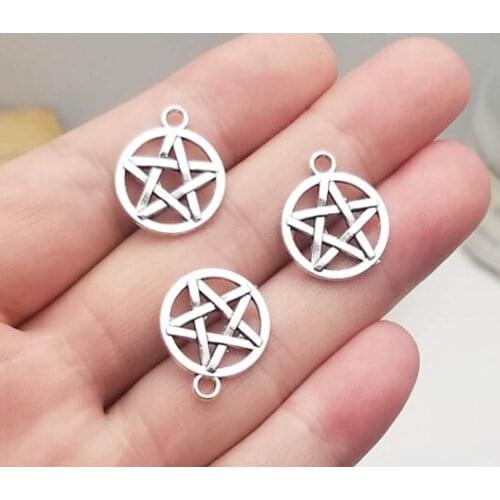 30pcs/lot--16mm, Antique silver plated star pentagram Charms,DIY supplies,Jewelry accessories