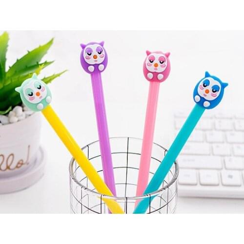 40pcs kawaii gel ink pen lot mixed 0.5mm cartoon owl pens for school office supplies korean cute stationery kids students caneta