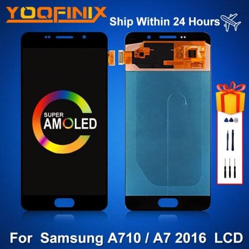 5.5"Super AMOLED For Samsung Galaxy A7 2016 LCD SM-A710F SM-A710S SM-A710M Display Replacement Parts For Samsung A710 LCD