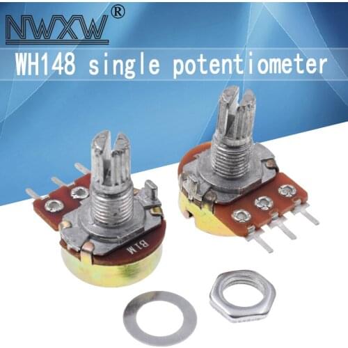 5pcs/lot WH-148 B1M 1M single 3-pin volume adjustment potentiometer B105 shaft length 15mm with nut and washer