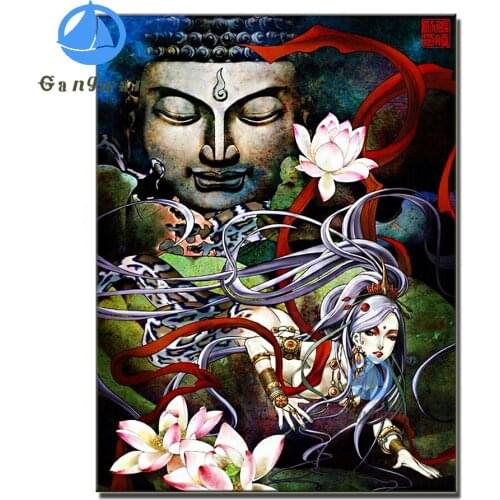 5d Diy Diamond Painting Lotus Buddha Woman Picture Of Rhinestone Mosaic Embroidery Full Square Round Drill Home Decor handmade