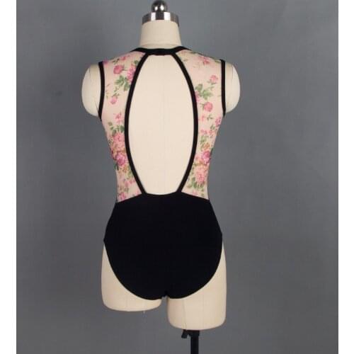 01D0100 New Ballet Leotard Flower Printed Mesh Bodice Ballet Leotard Women Dancewear Adult dance leotard