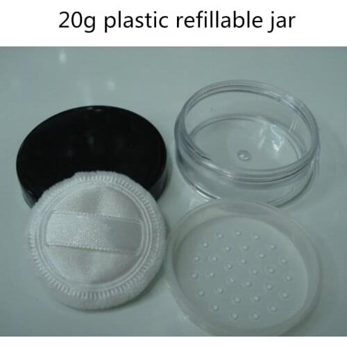 500pcs loose powder jar, 20ml empty loose powder jar with sifter and puff Wholesale
