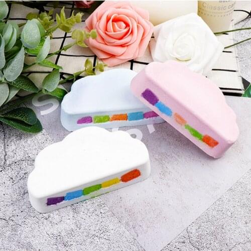 Rainbow Cloud Natural SPA Bath Salt Bomb Essential Oil Bomb for Moisturizes Dry Skin Bubble Massage SPA Handmade Bath Salt Bomb