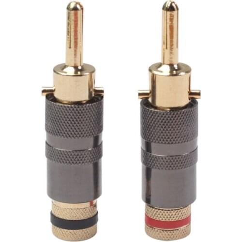 Quick Connecting Banana Plugs 2-Pairs Gold Plated Audio Speaker Plugs 2 Packs M5TB