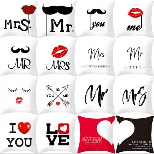 Couple Lover Pillowcase Decorative Sofa Cushion Case Bed Pillow Cover Home Decor Car Cushion Cover Valentine Pillow Case 45*45