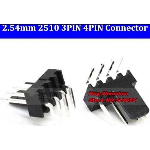 Black plastic shell 2.54mm 2510 3PIN 4PIN 3-pin 4-pin (3+1) curved needle connector scoket for PC computer ATX 2540 fan Power