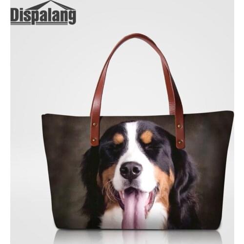 Dispalang Shopper Tote Bag Animal Dog Printing Handbags Custom Pug Puppy Women Top-handle Bag Ladies Shoulder Shopping Handbag
