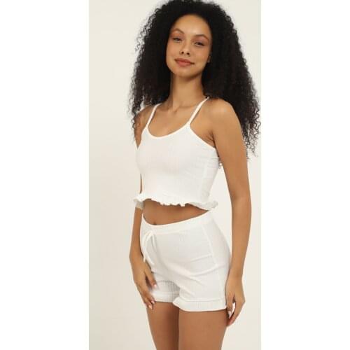 Womens Strap Bustier Bottom Top Summer Pajamas Set