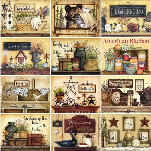 EverShine Diamond Painting Kitchen 5D DIY Diamond Mosaic Text New Arrival Embroidery Landscape Full Square Round Rhinestone Art