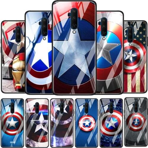 Captain America shield Marvel Glossy Protection Cover for OnePlus 9R 9 8T 8 7T 7 Pro Nord Z 5G Luxury Tempered Glass Phone Case