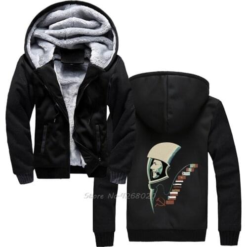 Cccp Russia Retro Space Ussr Gdr Cosmonaut Yuri Gagarin Interkosmos Hoodie Retro Men Winter Keep Warm Thicken Hoodies