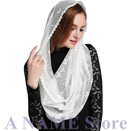Spanish soft Lace Bows Veil for church Mantilla Catholic Women Vintage Headcovering wraps Black Ivory Velo novia Negra mantille