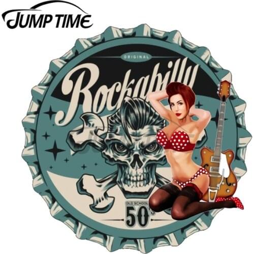 JumpTime 13 x 12.8 cm For Rockabilly 50s patch Car Stickers Cartoon Motorcycle Refrigerator Decal Windshield Waterproof Graphics