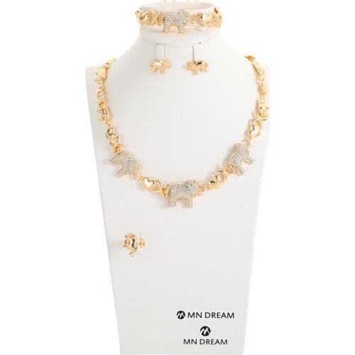 NEW African Jewelry set Ethiopia Dubai wedding gift for women Elephant shape gold/Silver color Necklace Bracelet earrings set