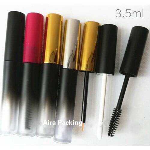 3.5ML 50pcs Matte Black Gradient Lip Gloss Bottle DIY Plastic Frosted Black Eyeliner Tube n Gold/Black Cap Mascara Tubes