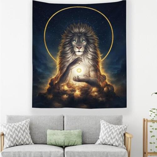 Leo Lion Totem Tapestry Wall Hanging Hippie Boho Room Dorm Living Room Decor Nordic Wall Blanket Carpet Camping Mat Bedspread