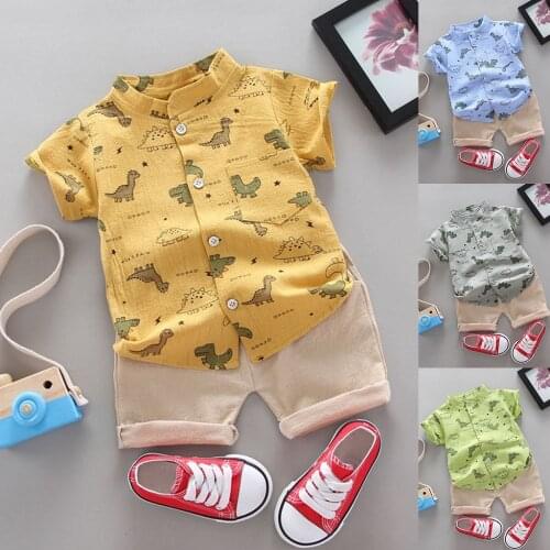 Baby Clothes Set Baby Boy Clothes Toddler Kids Baby Boys Cartoon Dinosaur T-shirt Tops+Pants Outfits Set детская одежда