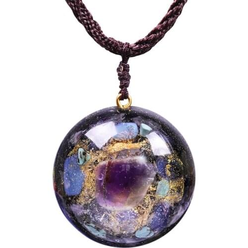 Orgone Pendant Energy Amethysts Meditation Crystals Orgonite Necklace Emf Protection For A Healthy Body And A Healthy Planet