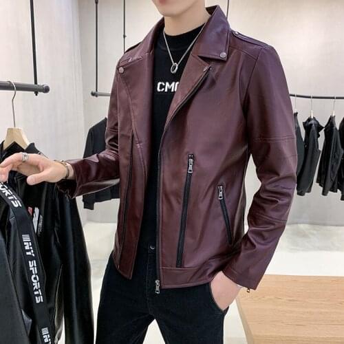 Autumn Jacket Men Zipper-Pockets Vintage Jacket Outwear Coat Mototrcycle Jacket Men PU Leather Moto Coat Plus Size 4XL Coat Men