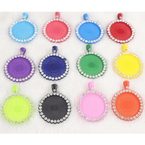 DAWNJOE 5/50 Pcs 25mm Round Crystal Cabochon Blank Setting Tray Base DIY Jewelry Making Pendant Supplies For Jewelry Finding