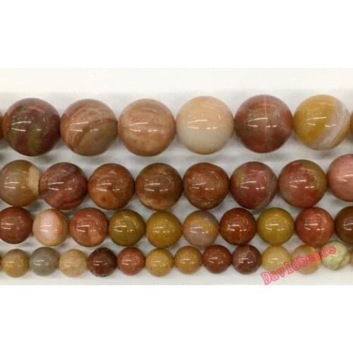 Natural Stone Red Petrified Wood fossil Round Beads For Jewelry Making DIY Bracelet Necklace 6/8/10/12mm Strand 15