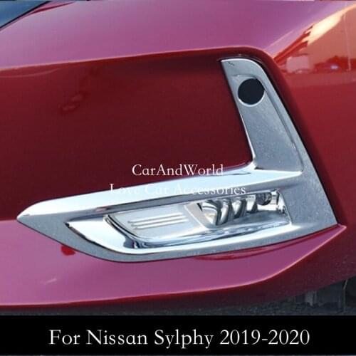 Front Rear Fog Light Lamp Frame Cover Trims ABS Chrome Decoration For Nissan Sentra Bluebird Sylphy 2020-2022 Car Accessories