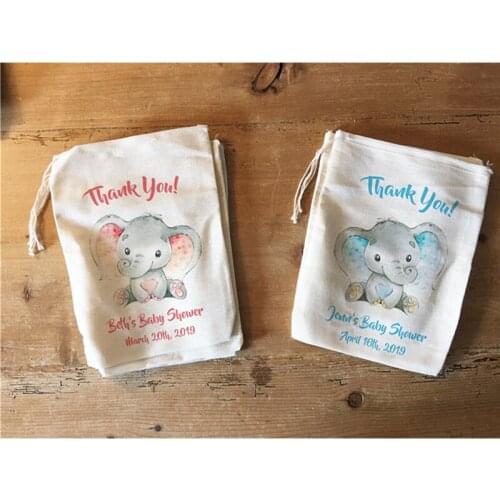 Personalized Elephant Theme party bag Baby Shower favor Bags Candy Treat Bag pouch christening baptism bag kit birthday gift bag