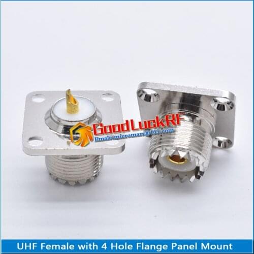 PL259 SO239 PL-259 SO-239 UHF Female 4 Hole Flange Panel Mount 25 * 25 mm Solder Cup Cable hollow Brass RF Coaxial Adapter