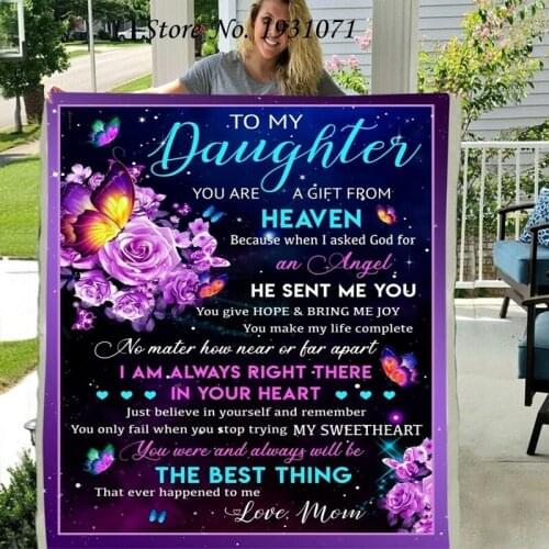 Gift Letter To My Daughter 3D Printed Fleece Blanket for Beds Thick Quilt Fashion Throw Blanket From Love Mom L78