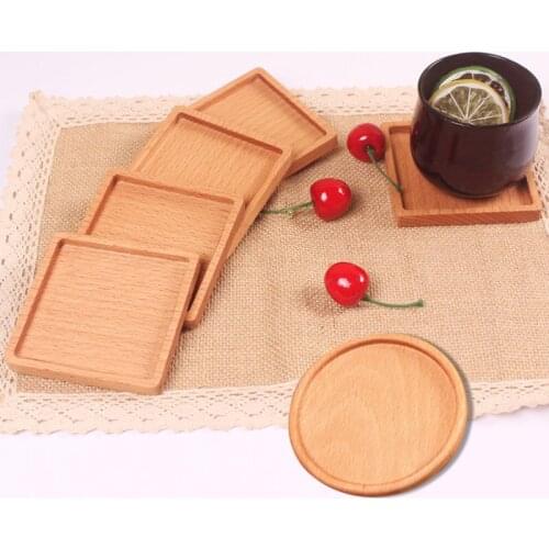 Tea Coffee Cup Pad Square Round Durable Drink Mat Placemats Decor Home Table Heat Resistant Walnut Wood Coasters 1 Pcs