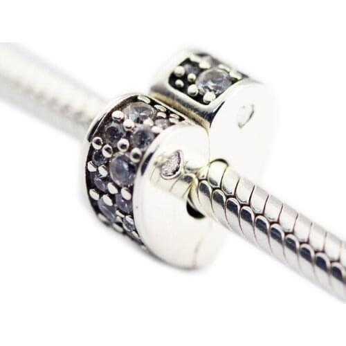 QANDOCCI Sparkling Arcs of Love Clip Clear CZ DIY Fits for Original Charms Bracelets 925 Sterling Silver Jewelry 2018 Spring