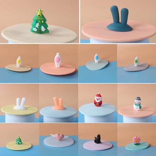Christmas Silicone Cup Lids Silicone Anti-Dust Suction Mug Cup Cover Lid Cap No Spill Hot Drink Kitchen Living Room Drinkware